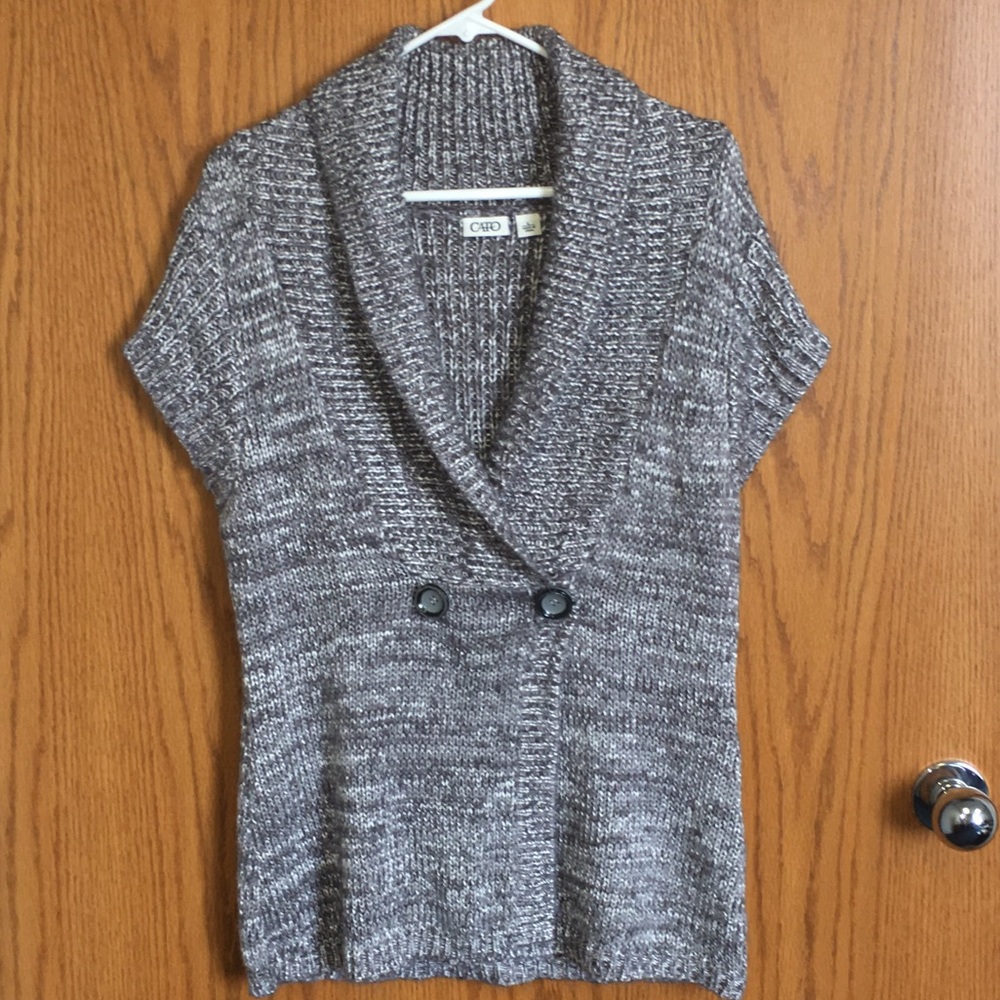 Cato cardigan short sleeve & cowl neck in gray